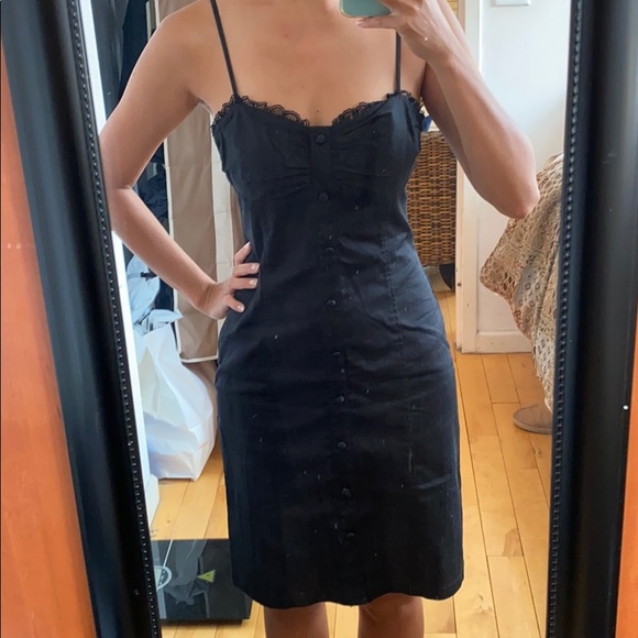 LBD! Guess Jeans Black Corset Dress with Lace Trim